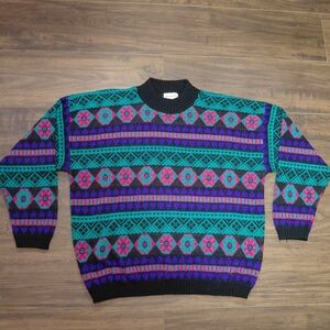 Vintage Glamour Knit Acrylic Sweater - Size 40 Unique & Colorful - Made in USA